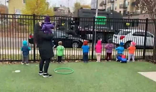 Heartwarming video of the children’s excitement as an Aspen truck drives by